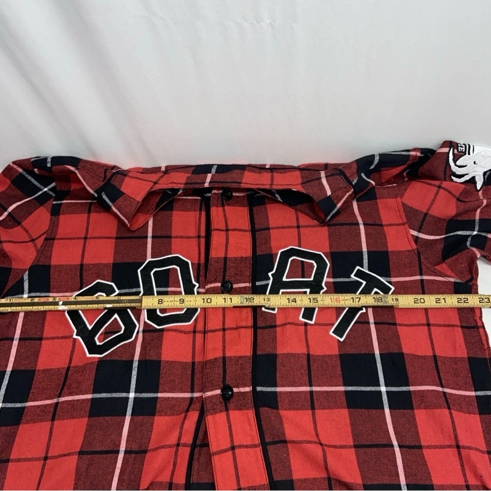 90’s Post Game GOAT button Down Flannel baseball jersey Short Sleeve Shirt XL - Picture 3 of 9